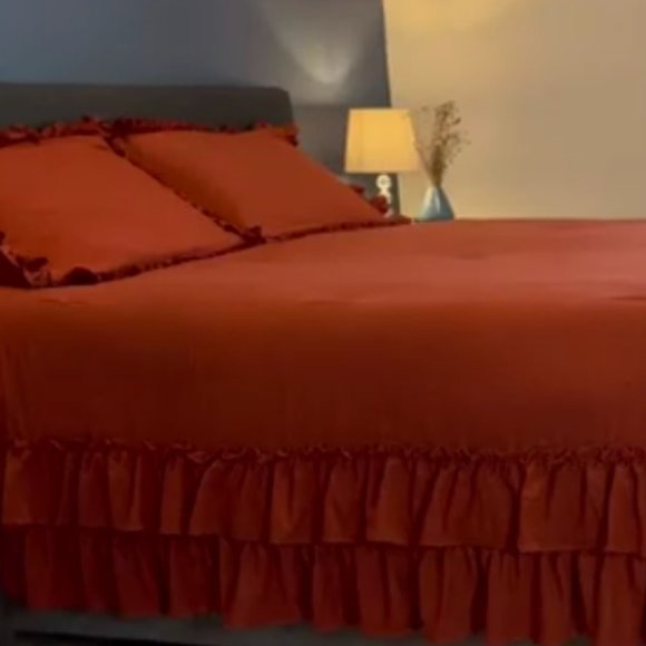 Terra Cotta King Size Bed Comforter Set Shams Burnt Orange Pumpkin Pie Bedding - Picture 8 of 13